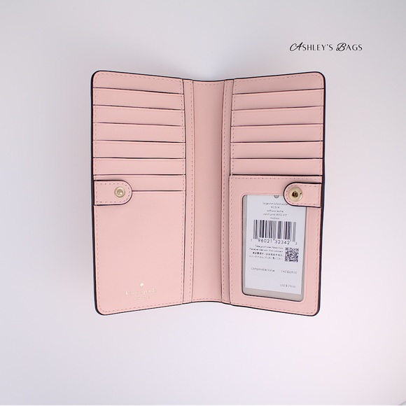 Kate Spade Madison Large Slim Bifold Wallet In Conch Pink - Picture 3 of 4